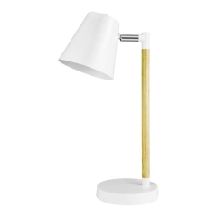 Lampa stołowa GoodHome Mulanje 1-punktowa E27 biała / drewno