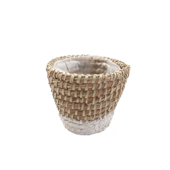 Osłona doniczki słomiana 14.5 cm KOSZ MOROCCAN naturalny/biały