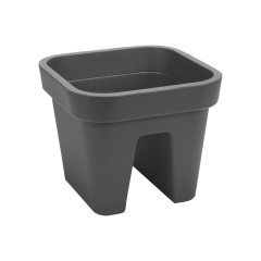 Donica balkonowa na balustradę 29 x 29 cm plastikowa antracytowa LOBELIA