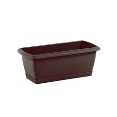 Skrzynka balkonowa 39.2 x 18.5 cm plastikowa brązowa z podstawką ISE400P