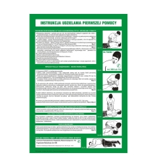 Znak informacyjny INSTRUKCJA UDZIELANIA PIERWSZEJ POMOCY 24.5 x 35 cm