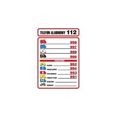 Znak informacyjny TELEFONY ALARMOWE 14.8 x 21 cm