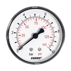 Manometr M63 R 0 - 10 BAR POZIOMY FERRO