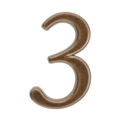 Cyfra 3 wys. 5 cm metalowa brązowa