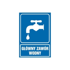 Znak informacyjny GŁÓWNY ZAWÓR WODNY 14.8 x 21 cm