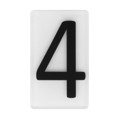 Cyfra 4 wys. 5 cm plexi czarna na białym tle