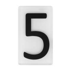 Cyfra 5 wys. 5 cm plexi czarna na białym tle