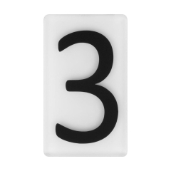 Cyfra 3 wys. 5 cm plexi czarna na białym tle