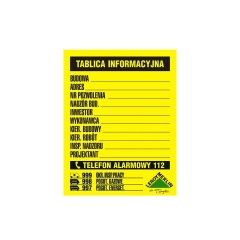 Tablica informacyjna budowy 70 x 90 cm