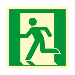 Znak informacyjny DRZWI EWAKUACYJNE W LEWO 15 x 15 cm
