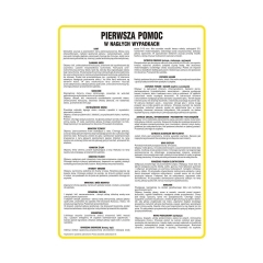 Znak informacyjny INSTRUKCJA POMOCY W NAGŁYCH WYPADKACH 24.5 x 35 cm
