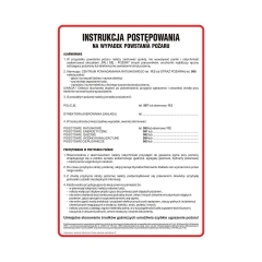 Znak informacyjny INSTRUKCJA POSTĘPOWANIA PODCZAS POŻARU 24.5 x 35 cm