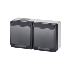 Gniazdo podwójne IP44 Szary/antracytowy ELEKTRO-PLAST