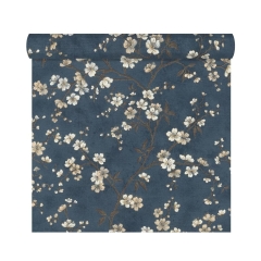 Tapeta w kwiaty FLOWERS niebieska winylowa na flizelinie