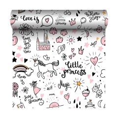 Tapeta dla dzieci LITTLE PRINCESS różowa winylowa na flizelinie