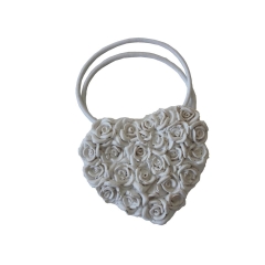 Upinacz do zasłon z magnesem FLORAL HEART biały
