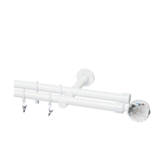 Karnisz Prado Crystal 160 cm podwójny biały 19 mm