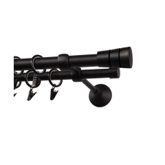 Karnisz Sycylia 160 cm pojedynczy czarny mat 19/16 mm