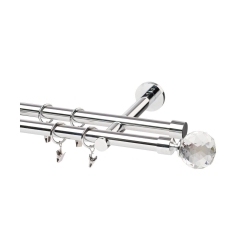 Karnisz Prado Crystal 160 cm podwójny chrom 19 mm