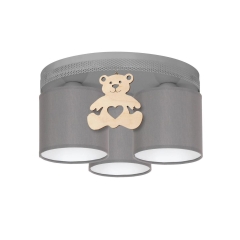 Lampa sufitowa MIŚ szara z drewnem E27 EKO-LIGHT