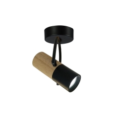 Kinkiet BOVINO czarny z drewnem GU10 LIGHT PRESTIGE