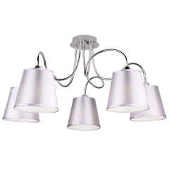 Candellux Lampa wisząca LUK abażur chrom perła 5x40W E14