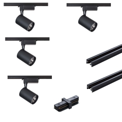 Zestaw systemu szynowego z 4 reflektorami LED czarny 5W 420 lm 4000K