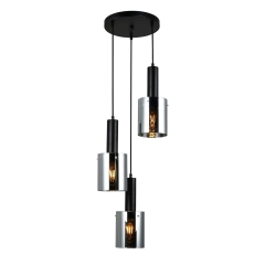 Italux Lampa wisząca SARDO plafon czarny dymiony 3xE27