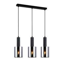 Italux Lampa wisząca SARDO listwa czarny dymiony 3xE27