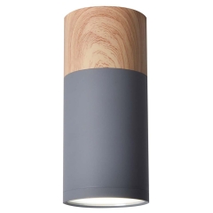 Candellux Oprawa natynkowa TUBA 15 śr. 6,8 cm drewno/szara 1xGU10