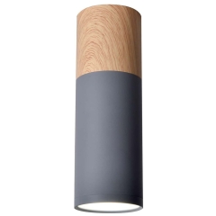 Candellux Oprawa natynkowa TUBA 20 śr. 6,8 cm drewno/szara 1xGU10