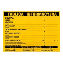 Tablica budowlana 500 mm x 700 mm