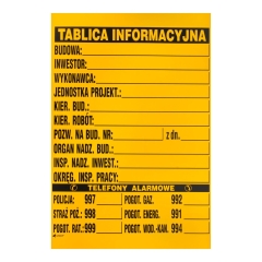 Tablica budowlana 1000 mm x 700 mm