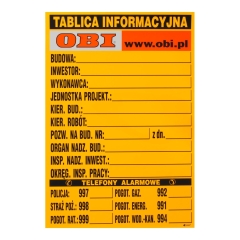 Tablica budowlana 1000 mm x 700 mm z logo