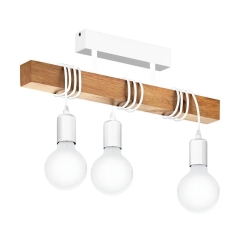 Eglo Lampa wisząca TOWNSHEND biała z drewnem 3xE27