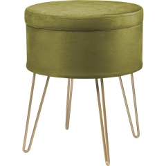 Taboret Velvet z pojemnikiem zielony 36x36x45cm