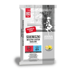 Anna Zaradna Ściereczki nawilżane do szyb zapach cytrynowy 80 szt.