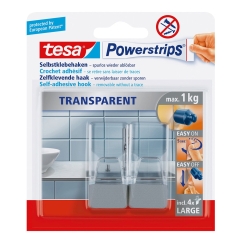 Tesa Haczyk Powerstrips pojedynczy transparentno-szary 2 sztuki