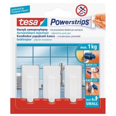 Tesa Powerstrips Haczyk pojedynczy duży biały 3 sztuki