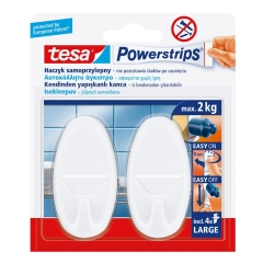 Tesa Haczyk pojedynczy Powerstrips owalny biały 2 sztuki
