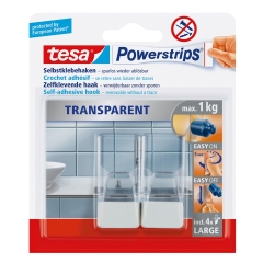 Tesa Haczyk pojedynczy Powerstrips transparentno-biały 2 sztuki