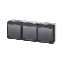Gniazdo potrójne IP44 Szary/antracytowy ELEKTRO-PLAST