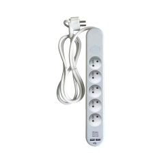 Przedłużacz listwowy 5x2P 2xUSB biały LEXMAN