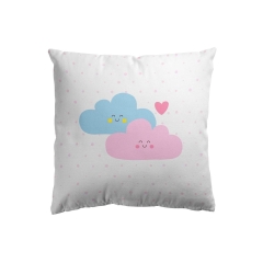 Poduszka bawełniana dla dzieci Schoolmania Chmurki różowo-niebieska 45 x 45 cm
