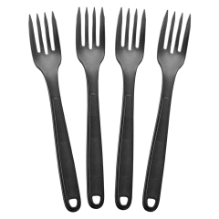 Widelce 4 szt. czarne plastikowe biwakowe