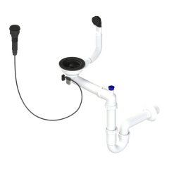 Syfon do zlewozmywaka 1-komorowego Laveo 3,5" korek automatyczny czarny