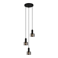 Lampa wisząca Santia 3 x 40 W E27 na listwie okrągłej czarna/brązowa