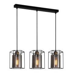 Lampa wisząca Kalula 3 x 40 W E27 czarna/brązowa
