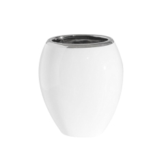 Wazon ceramiczny Dena wys. 20 cm biało-srebrny
