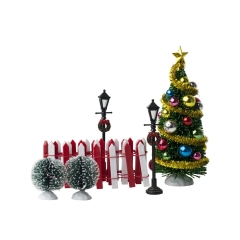 Zestaw mini figurek choinką i płotkiem 7x18x32,5cm